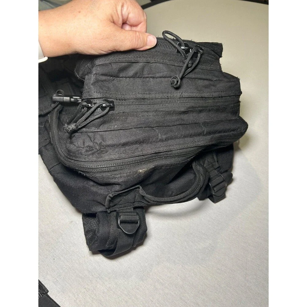 Tactical Black Adjustable Bag W/ patch attachable material and MOLLE Panel